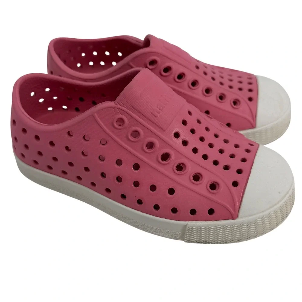 Native Jefferson Slip-On Pink Rubber Sneakers Kids C8 Summer Water Shoes
